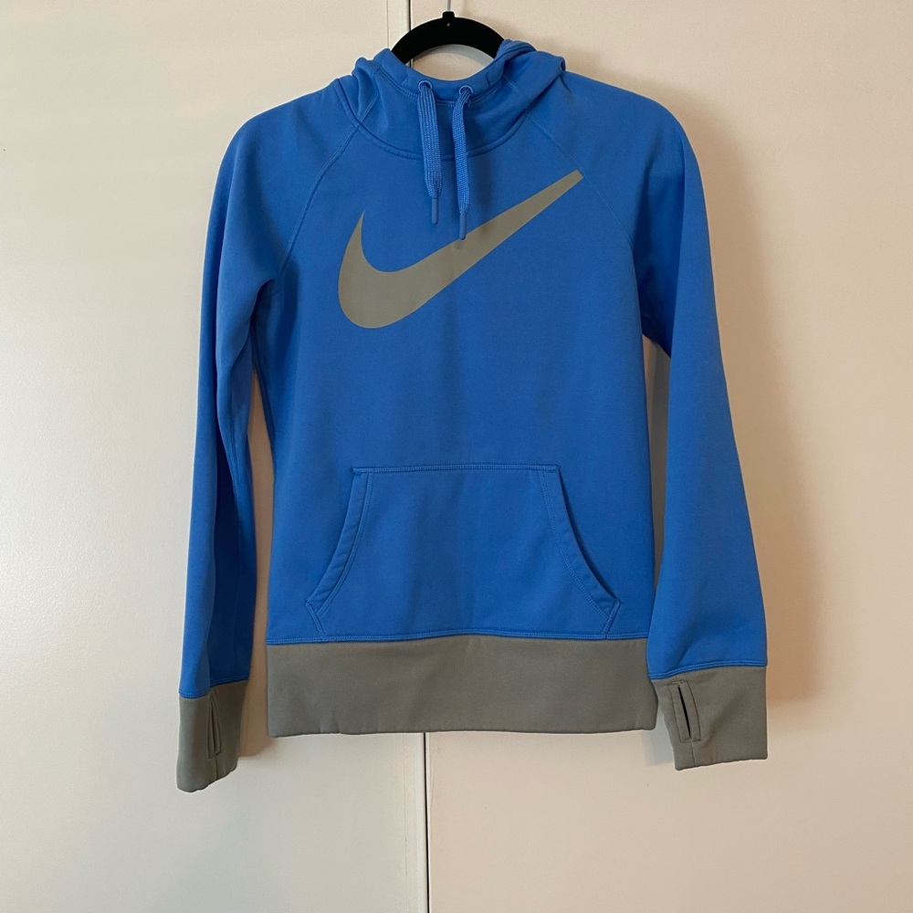 Blue Nike Hoodie with Gray Accents, gently Used, sz XS